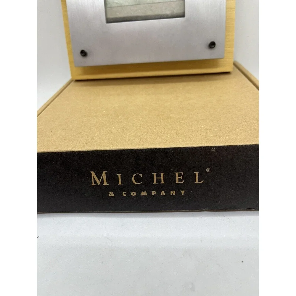 Vintage Michel & Company Aluminum / Light Wood Picture Frame ‎ 7x7